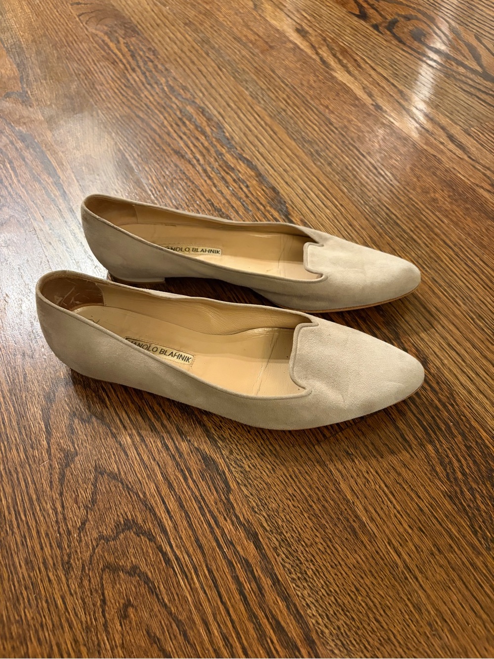 Manolo Blahnik Taupe Suede Women's Loafers
